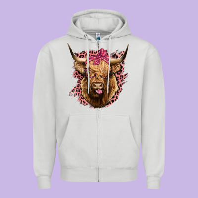 Highland Cow Zipper Hoodie Designed By Bettercallsaul