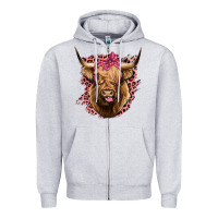 Heather Grey Highland cow Zipper Hoodie - Bettercallsaul