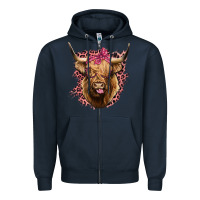 Navy Highland cow Zipper Hoodie - Bettercallsaul