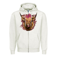 Oatmeal Heather Highland cow Zipper Hoodie - Bettercallsaul