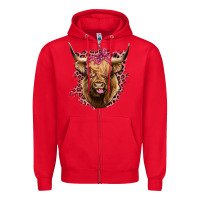 Red Highland cow Zipper Hoodie - Bettercallsaul