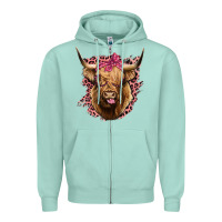 Seafoam Highland cow Zipper Hoodie - Bettercallsaul