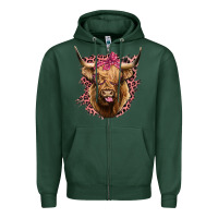 Sports Green Highland cow Zipper Hoodie - Bettercallsaul