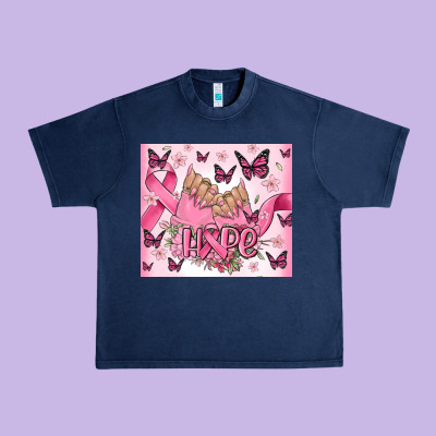 Breast Cancer Nails Hope Urban Heavy Tee Designed By Maliassmallbusiness