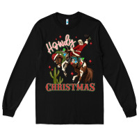 Black howdy christmas cowboy santa Long Sleeve Tee - MaliasSmallBusiness