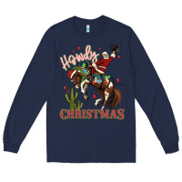Navy howdy christmas cowboy santa Long Sleeve Tee - MaliasSmallBusiness