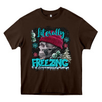 Chocolate Brown literally freezing skull Heavy Core Tee - FaDigitalArtStudio