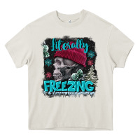 Cream literally freezing skull Heavy Core Tee - FaDigitalArtStudio