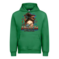 Emerald All American mama messy bun 4th of july Urban Hoodie - FaDigitalArtStudio