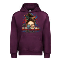Mauve Wine All American mama messy bun 4th of july Urban Hoodie - FaDigitalArtStudio