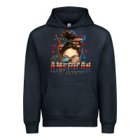Navy All American mama messy bun 4th of july Urban Hoodie - FaDigitalArtStudio