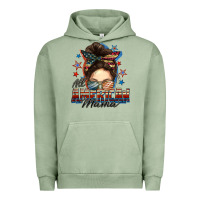Pigment Oil Green All American mama messy bun 4th of july Urban Hoodie - FaDigitalArtStudio