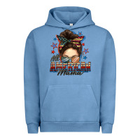 Pigment Pebble Blue All American mama messy bun 4th of july Urban Hoodie - FaDigitalArtStudio