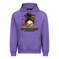 All American Mama Messy Bun 4th Of July Urban Hoodie | Teevron