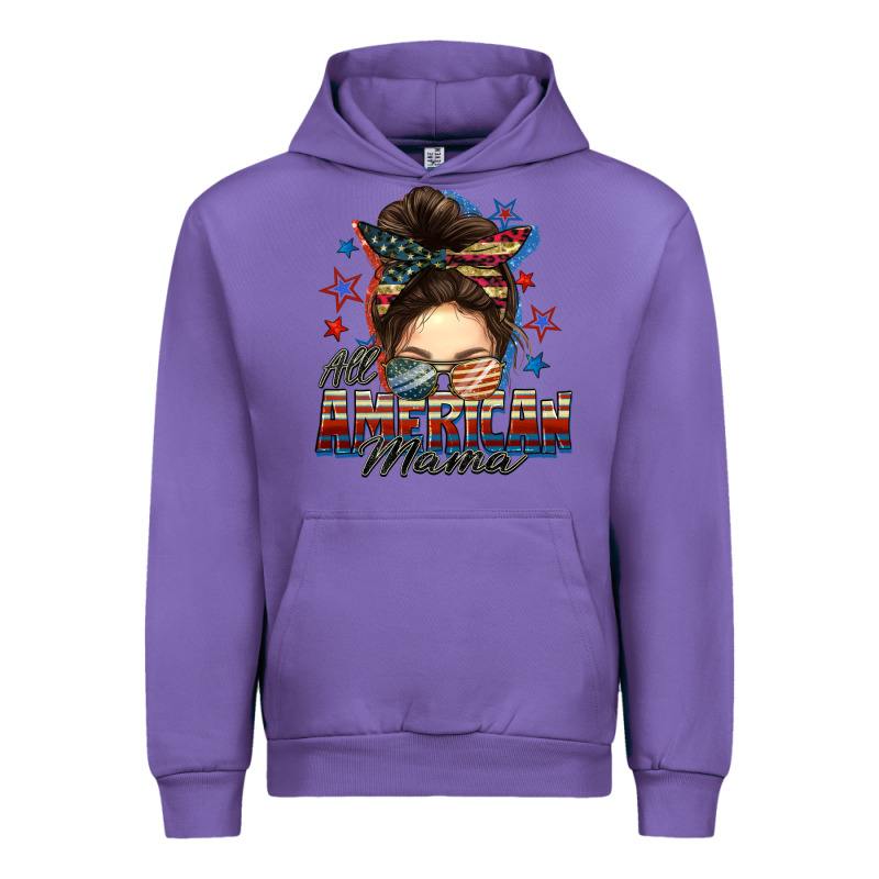 All American Mama Messy Bun 4th Of July Urban Hoodie by FaDigitalArtStudio | Teevron