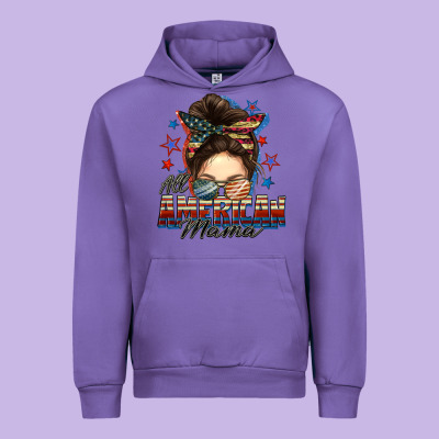 All American Mama Messy Bun 4th Of July Urban Hoodie Designed By Fadigitalartstudio