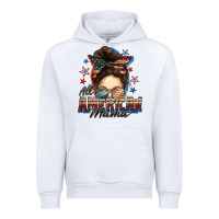 White All American mama messy bun 4th of july Urban Hoodie - FaDigitalArtStudio