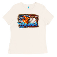 Bone western american flag baseball Ladies Tee - HRA Design Shop