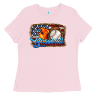 Bubblegum Pink western american flag baseball Ladies Tee - HRA Design Shop