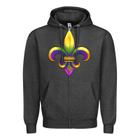 Charcoal Heather mardi gras Zipper Hoodie - RanaPortraitStore