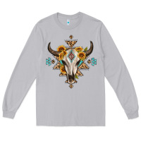 Moon Dust bull skull with aztec sunflower leopard Long Sleeve Tee - MaliasSmallBusiness