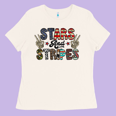 Stars And Stripes Ladies Tee Designed By Cowhidedigitalart