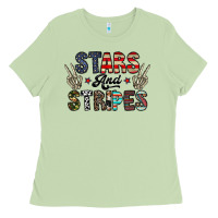 Matcha stars and stripes Ladies Tee - CowhideDigitalArt