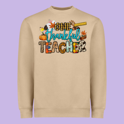 One Thankful Teacher Heavyweight Sweatshirt Designed By Nancycooperartshop