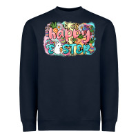 Navy Happy Easter Heavyweight Sweatshirt - NancyCooperArtShop