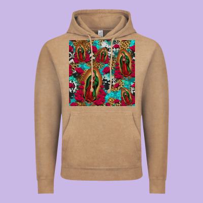 Lady Of Guadalupe Western Seamless Vintage Hoodie Designed By Jasminsmagicworld