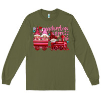 Army Green valentines express with gnomies Long Sleeve Tee - NancyCooperArtShop
