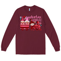 Burgundy valentines express with gnomies Long Sleeve Tee - NancyCooperArtShop