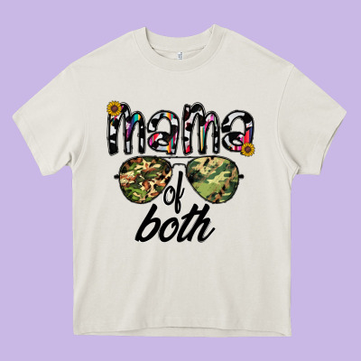 Mama Of Both Heavy Core Tee Designed By Cowhidedigitalart