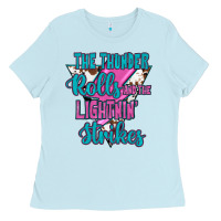 Baby Blue The Thunder Rolls And The Lıghtnıng Strikes Ladies Tee - JahusDesignShop
