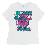 White The Thunder Rolls And The Lıghtnıng Strikes Ladies Tee - JahusDesignShop