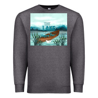 Charcoal Heather the lake is my happy place Premium Sweatshirt - TumblerDesignByShophia