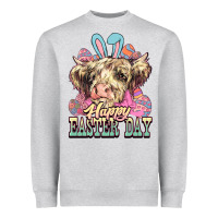 Heather Grey Easter Day Cow Heavyweight Sweatshirt - NancyCooperArtShop