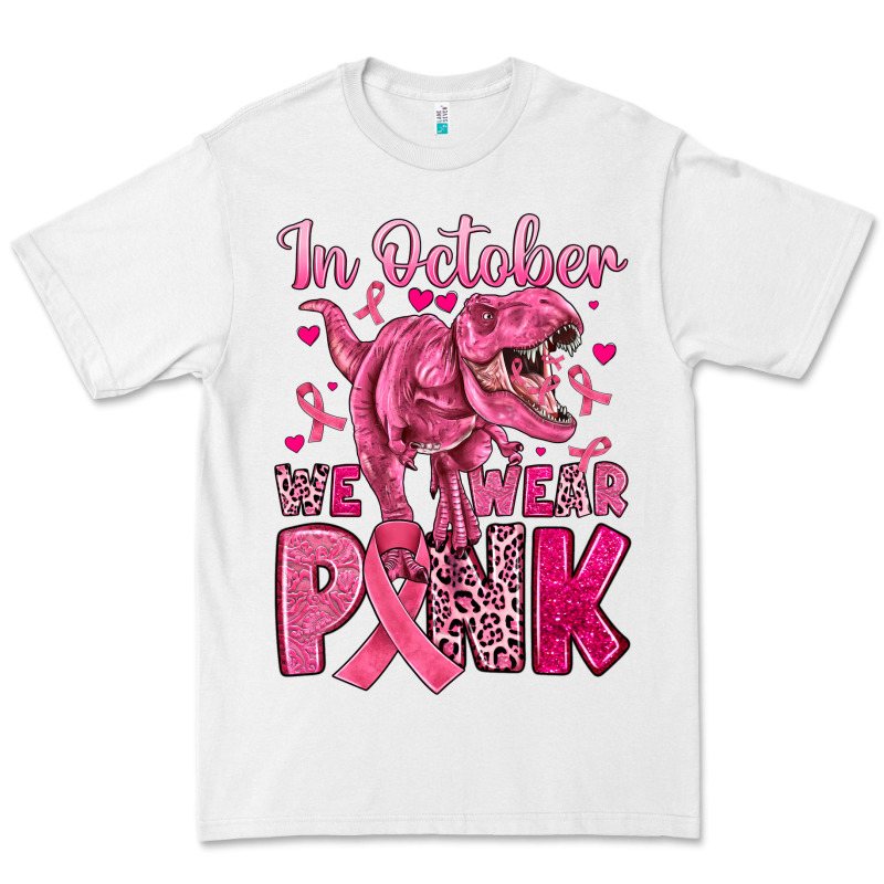 In October We Wear Pink Dinosaur Premium Tee by JahusDesignShop | Teevron