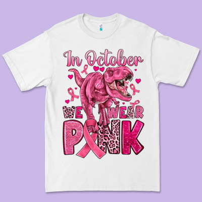 In October We Wear Pink Dinosaur Premium Tee Designed By Jahusdesignshop