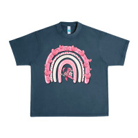 Midnight Navy breast cancer  rainbow Urban Heavy Tee - MaliasSmallBusiness