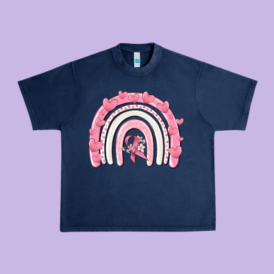 Breast Cancer  Rainbow Urban Heavy Tee Designed By Maliassmallbusiness