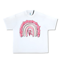 White breast cancer  rainbow Urban Heavy Tee - MaliasSmallBusiness