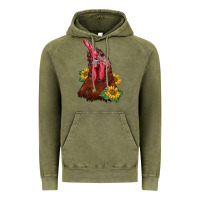 Vintage Olive rooster sunflower Vintage Hoodie - BarkalooDesign