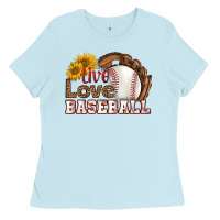 Baby Blue live love baseball Ladies Tee - HRA Design Shop