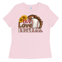 Bubblegum Pink live love baseball Ladies Tee - HRA Design Shop