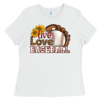 White live love baseball Ladies Tee - HRA Design Shop