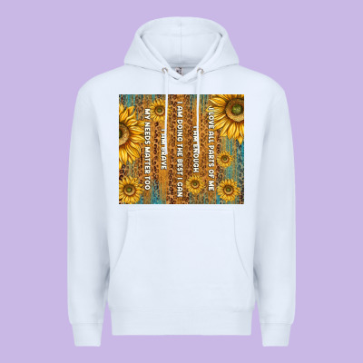 Self Reminders With Sunflowers Premium Hoodie Designed By Tumblerdesignbyshophia