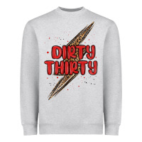 Heather Grey dirty thirty lightning bolt Heavyweight Sweatshirt - MaliasSmallBusiness