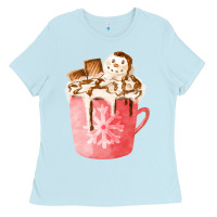 Baby Blue hotcocoa with snowman  fa element Ladies Tee - FaDigitalArtStudio