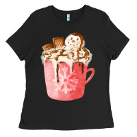 Black hotcocoa with snowman  fa element Ladies Tee - FaDigitalArtStudio
